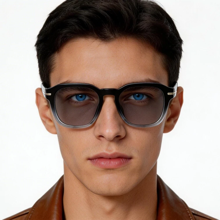 Rectangular Black Plastic Sunglasses #BS2503-0478