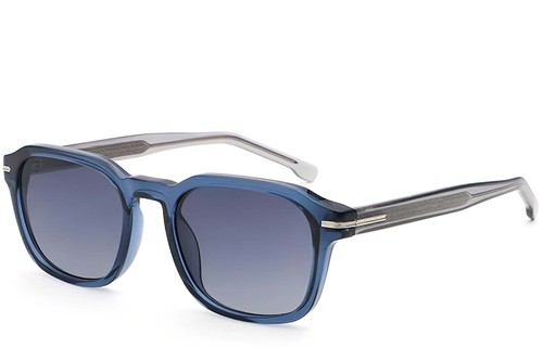 Lunettes de soleil rectangulaires en plastique bleu #BS2503-0479