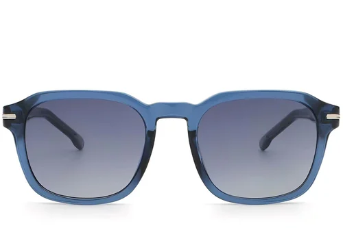 Lunettes de soleil rectangulaires en plastique bleu #BS2503-0479
