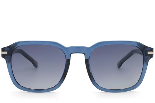 Lunettes de soleil rectangulaires en plastique bleu #BS2503-0479