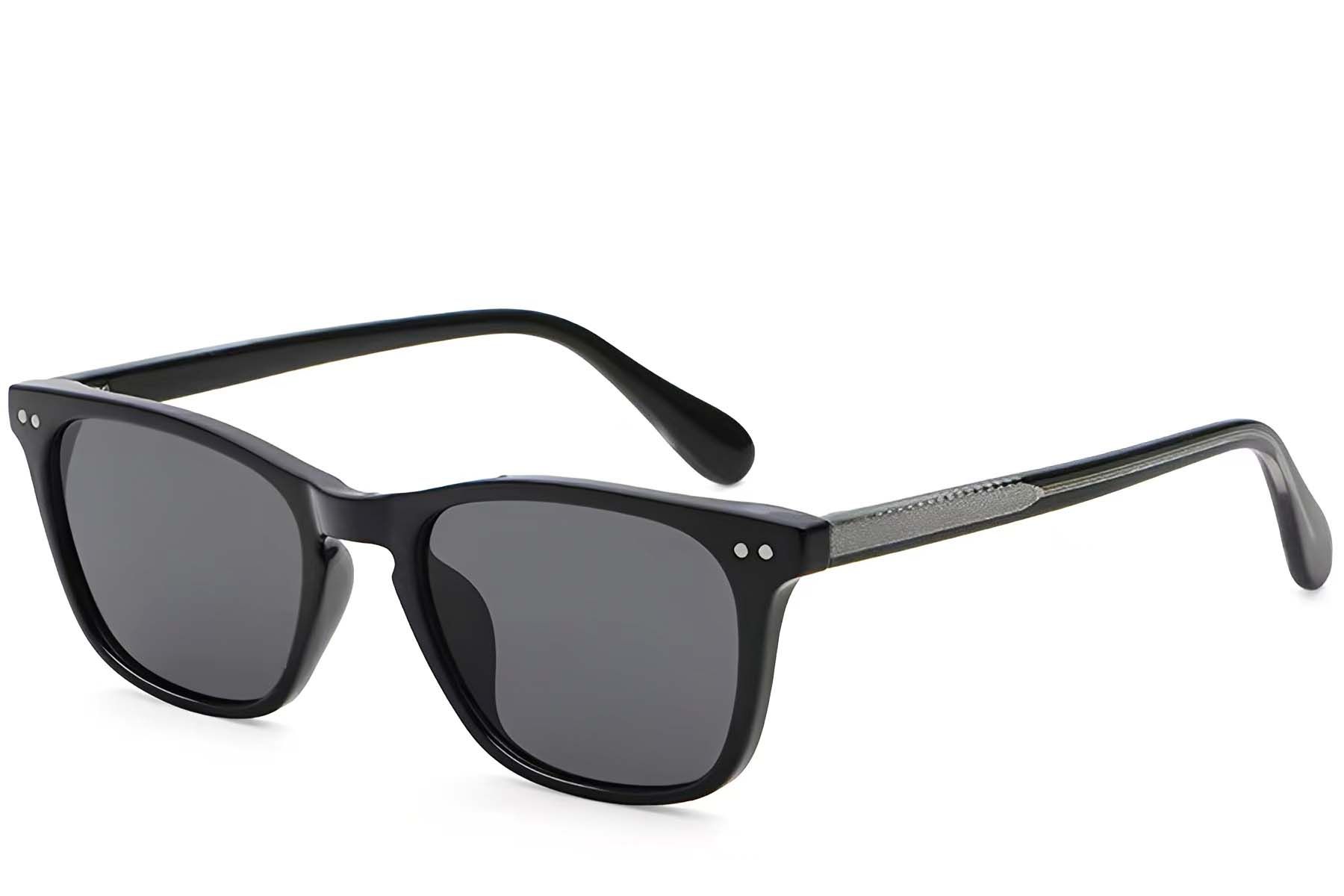 Rectangular Black Plastic Sunglasses #BS2503-0480