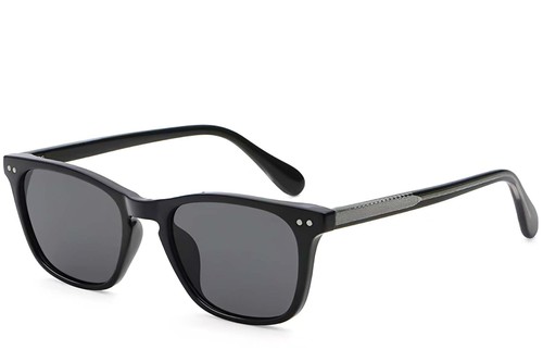 Rectangular Black Plastic Sunglasses #BS2503-0480