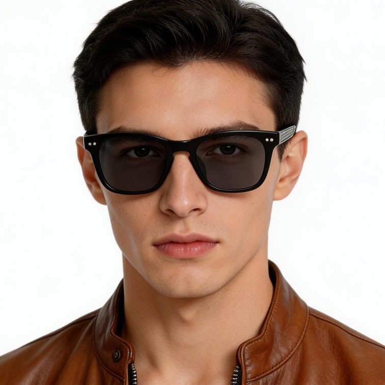 Rectangular Black Plastic Sunglasses #BS2503-0480
