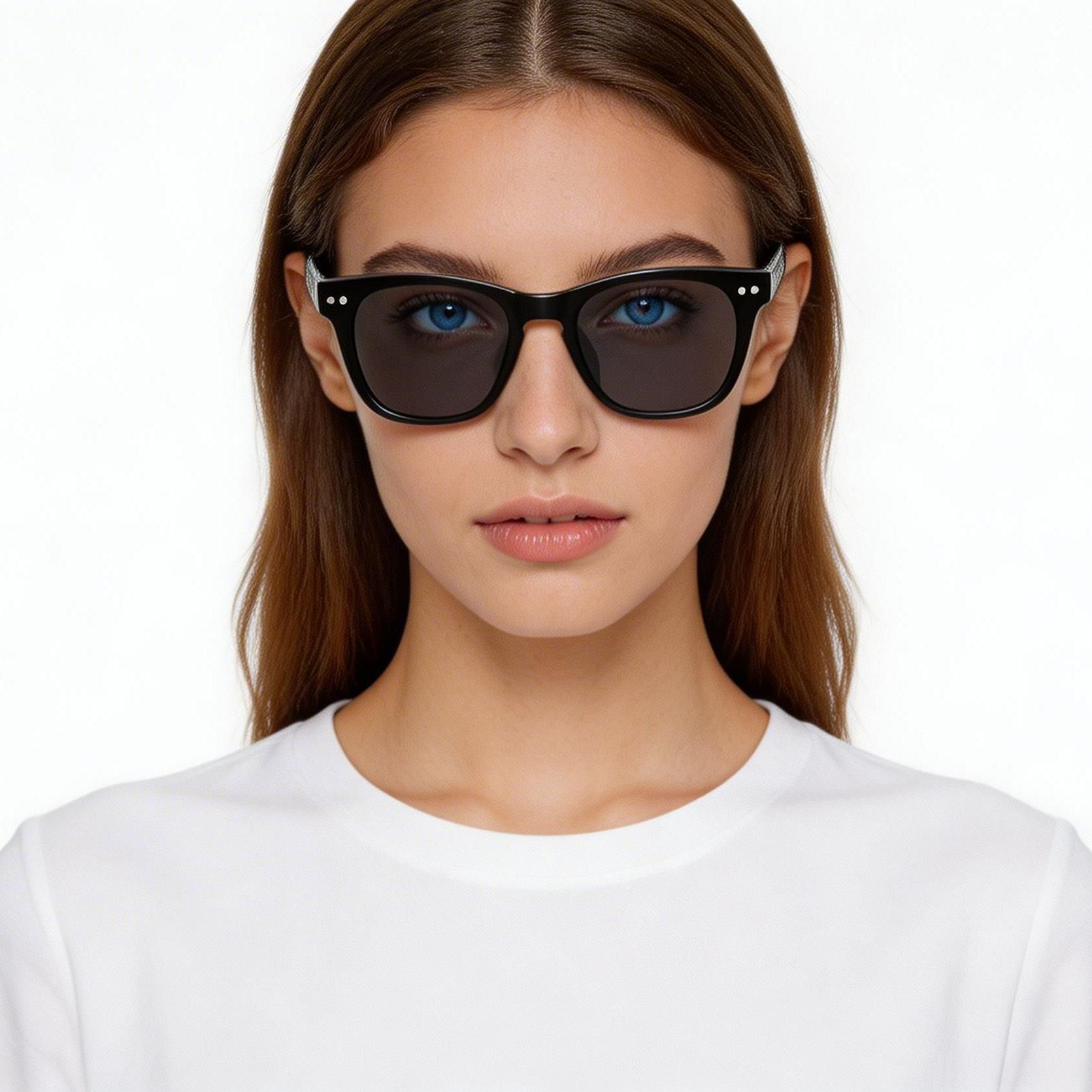 Rectangular Black Plastic Sunglasses #BS2503-0480