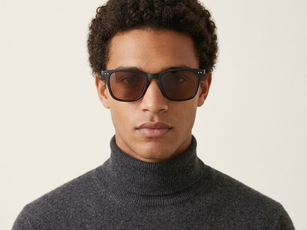 Rectangular Black Plastic Sunglasses #BS2503-0481