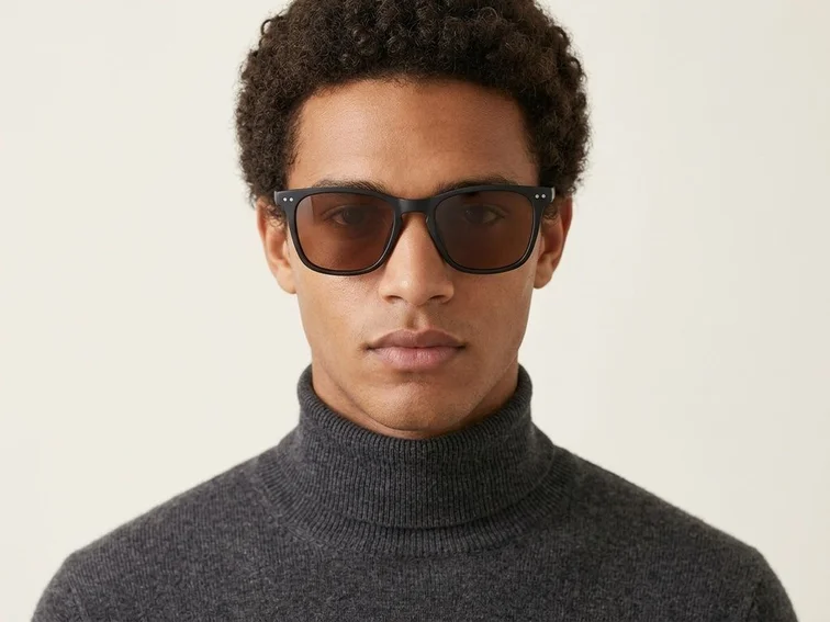 Rectangular Black Plastic Sunglasses #BS2503-0481