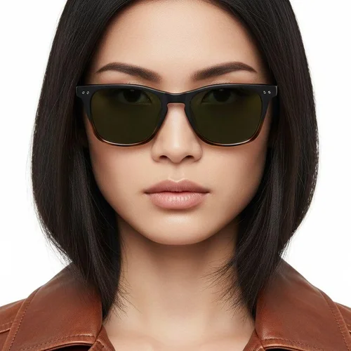 Lunettes de soleil rectangulaires en plastique écaille de tortue #BS2503-0483