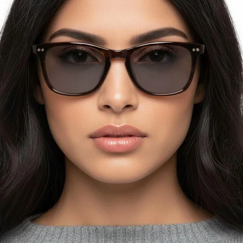 Lunettes de soleil rectangulaires en plastique marron #BS2503-0484