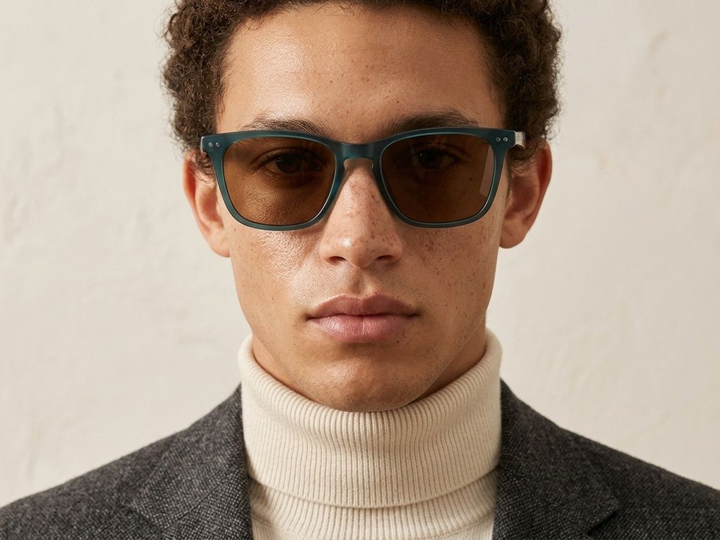 Rectangular Green Plastic Sunglasses #BS2503-0485