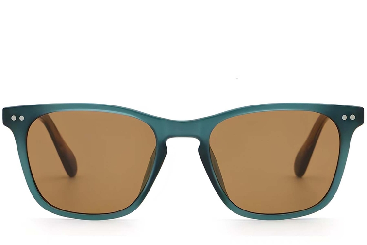 Rectangular Green Plastic Sunglasses #BS2503-0485