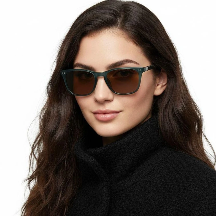 Rectangular Green Plastic Sunglasses #BS2503-0485