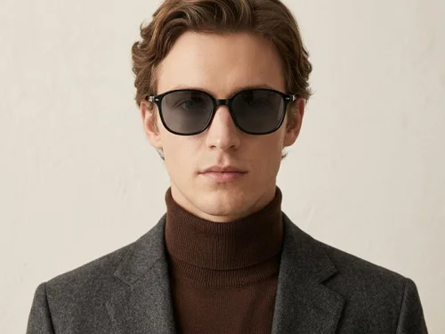 Lunettes de soleil ovales en plastique noir #BS2503-0486