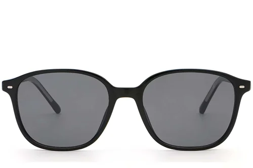 Lunettes de soleil ovales en plastique noir #BS2503-0486