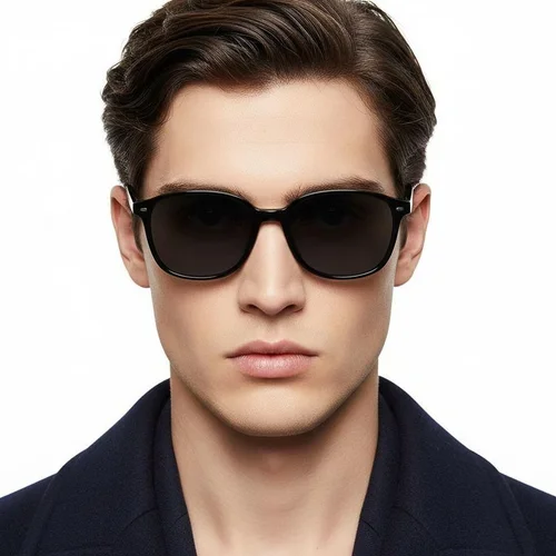 Lunettes de soleil ovales en plastique noir #BS2503-0486