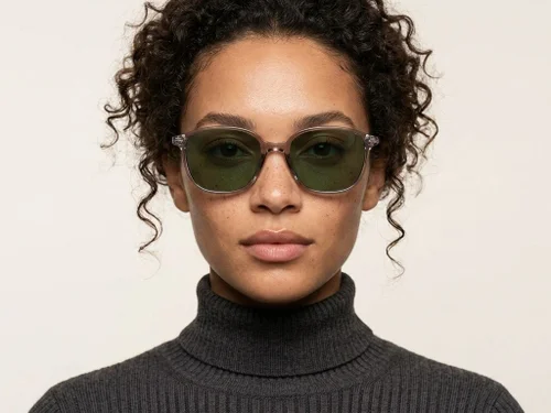 Lunettes de soleil ovales en plastique gris #BS2503-0487