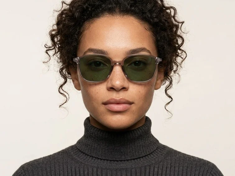 Gafas de sol ovaladas de plástico gris #BS2503-0487