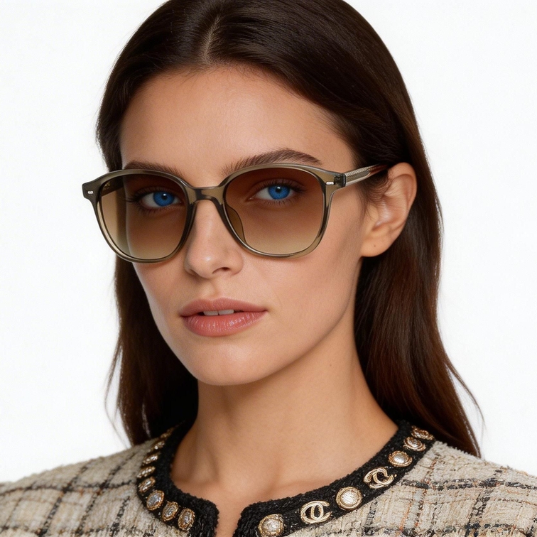 Oval Brown Plastic Sunglasses #BS2503-0488