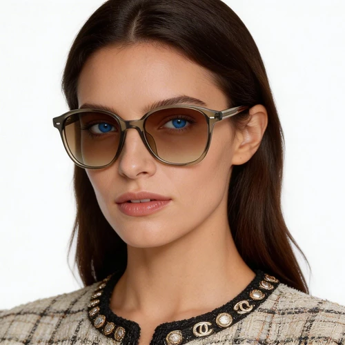 Occhiali da sole ovali in plastica marrone #BS2503-0488