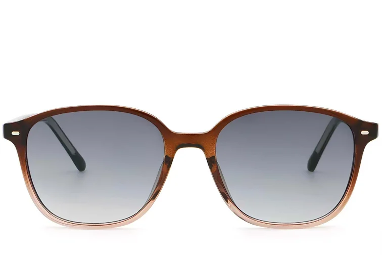 Gafas de sol ovaladas de plástico marrón #BS2503-0490