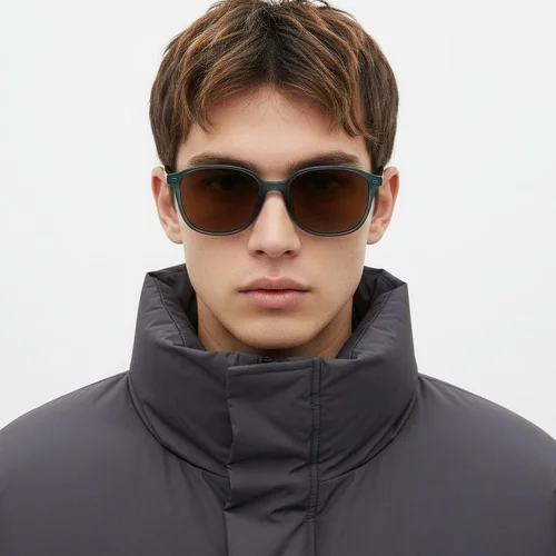 Lunettes de soleil ovales en plastique vert #BS2503-0491