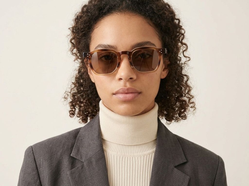 Lunettes de soleil géométriques en plastique écaille de tortue #BS2503-0495