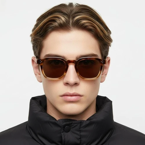 Geometric Tortoiseshell Plastic Sunglasses #BS2503-0495