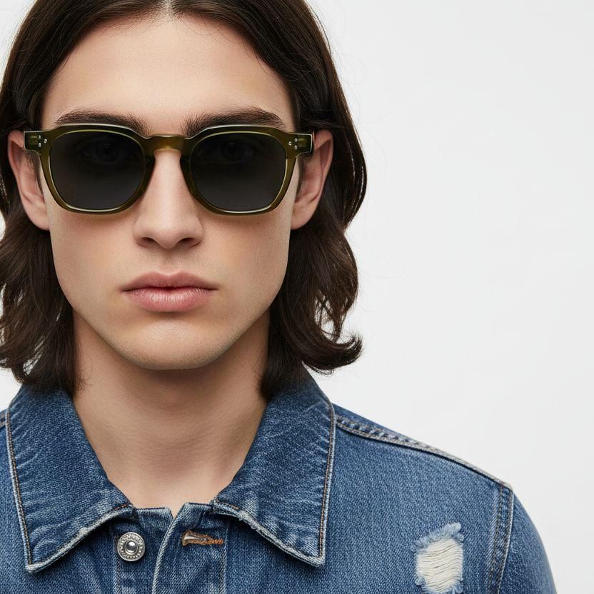 Geometric Green Plastic Sunglasses #BS2503-0496