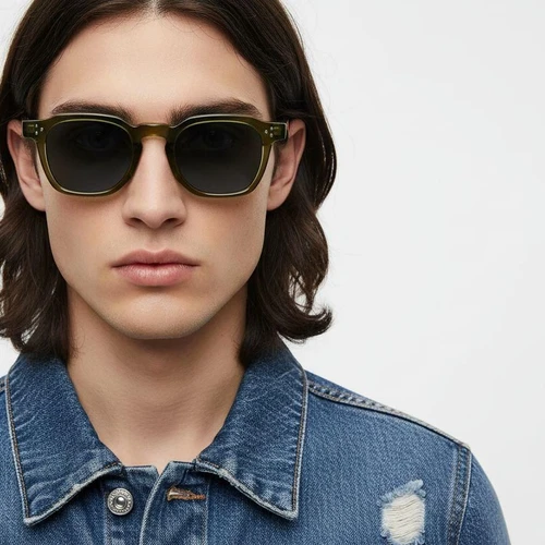 Geometric Green Plastic Sunglasses #BS2503-0496