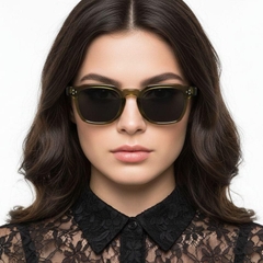 Geometrische grüne Kunststoff-Sonnenbrille #BS2503-0496