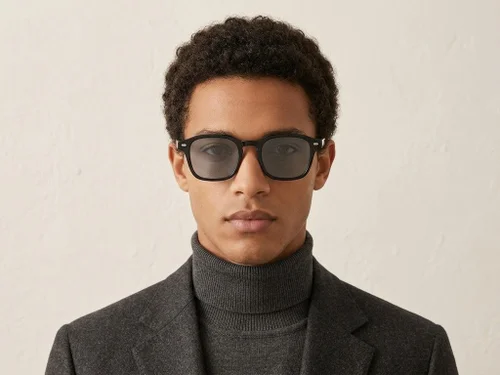 Lunettes de soleil rectangulaires en plastique noir #BS2503-0497