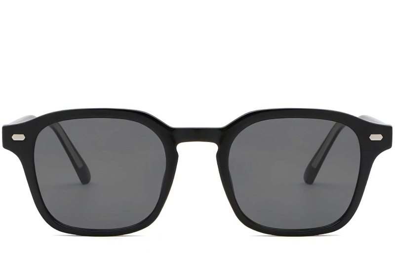 Lunettes de soleil rectangulaires en plastique noir #BS2503-0497