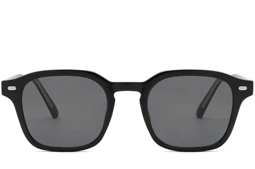 Lunettes de soleil rectangulaires en plastique noir #BS2503-0497