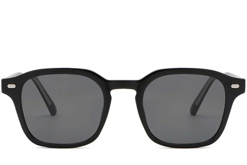 Lunettes de soleil rectangulaires en plastique noir #BS2503-0497