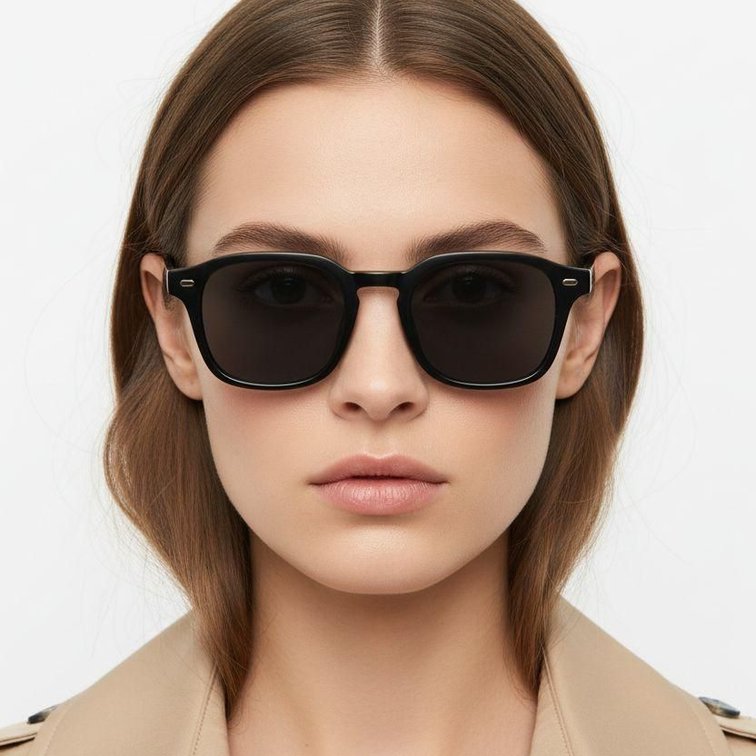 Rectangular Black Plastic Sunglasses #BS2503-0497