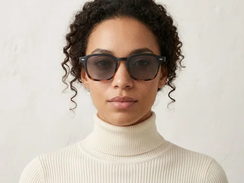 Lunettes de soleil rectangulaires en plastique écaille de tortue #BS2503-0498
