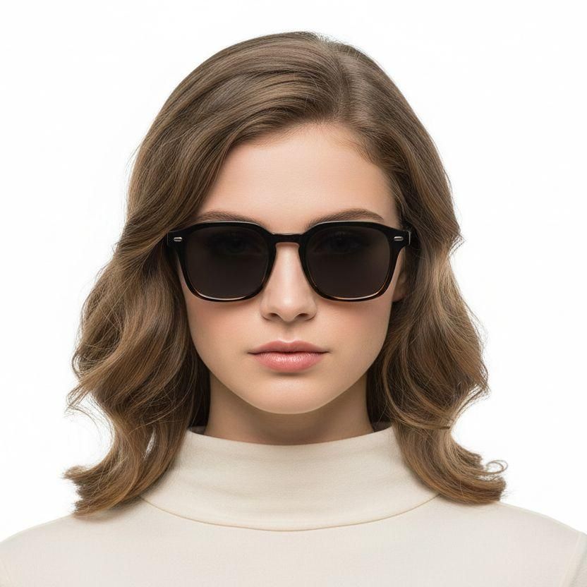 Rectangular Tortoiseshell Plastic Sunglasses #BS2503-0498