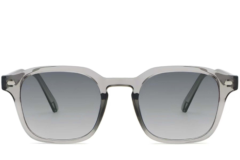 Lunettes de soleil rectangulaires en plastique gris #BS2503-0499