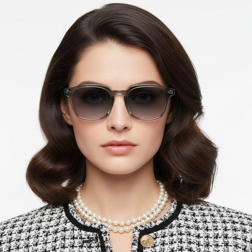 Gafas de sol rectangulares de plástico gris #BS2503-0499