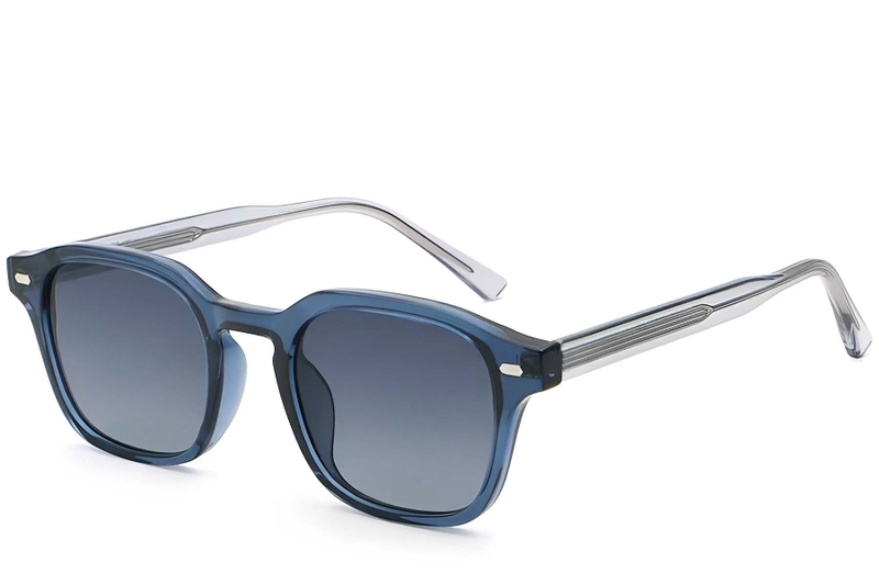 Lunettes de soleil rectangulaires en plastique bleu #BS2503-0500