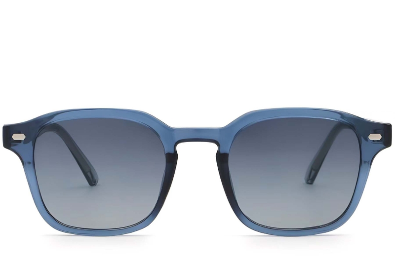 Lunettes de soleil rectangulaires en plastique bleu #BS2503-0500