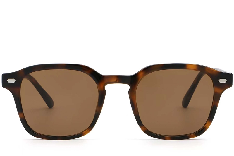 Lunettes de soleil rectangulaires en plastique écaille de tortue #BS2503-0501