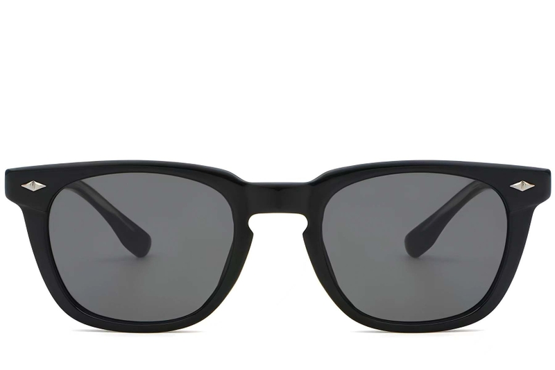Lunettes de soleil rectangulaires en plastique noir #BS2503-0509