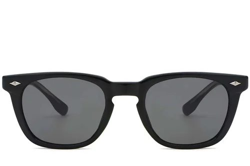 Lunettes de soleil rectangulaires en plastique noir #BS2503-0509