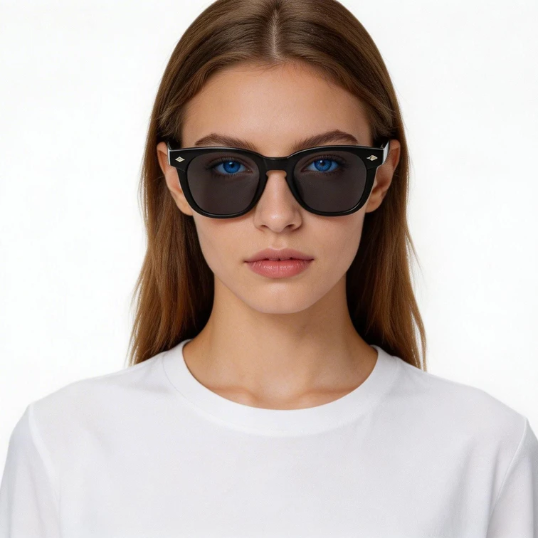 Rectangular Black Plastic Sunglasses #BS2503-0509