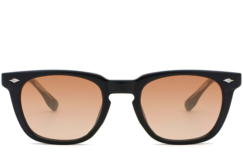 Lunettes de soleil rectangulaires en plastique noir #BS2503-0510