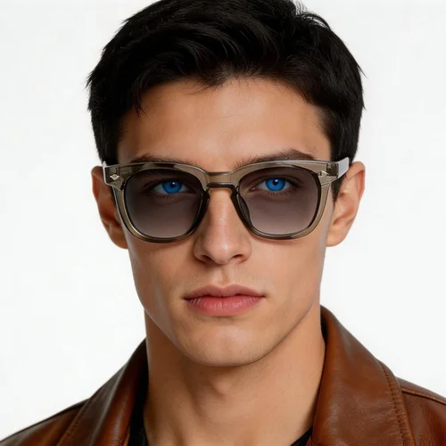 Lunettes de soleil rectangulaires en plastique gris #BS2503-0511