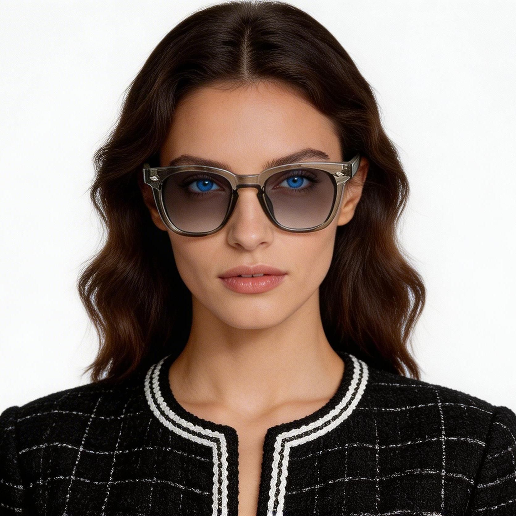 Rectangular Grey Plastic Sunglasses #BS2503-0511