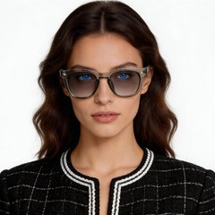 Gafas de sol rectangulares de plástico gris #BS2503-0511