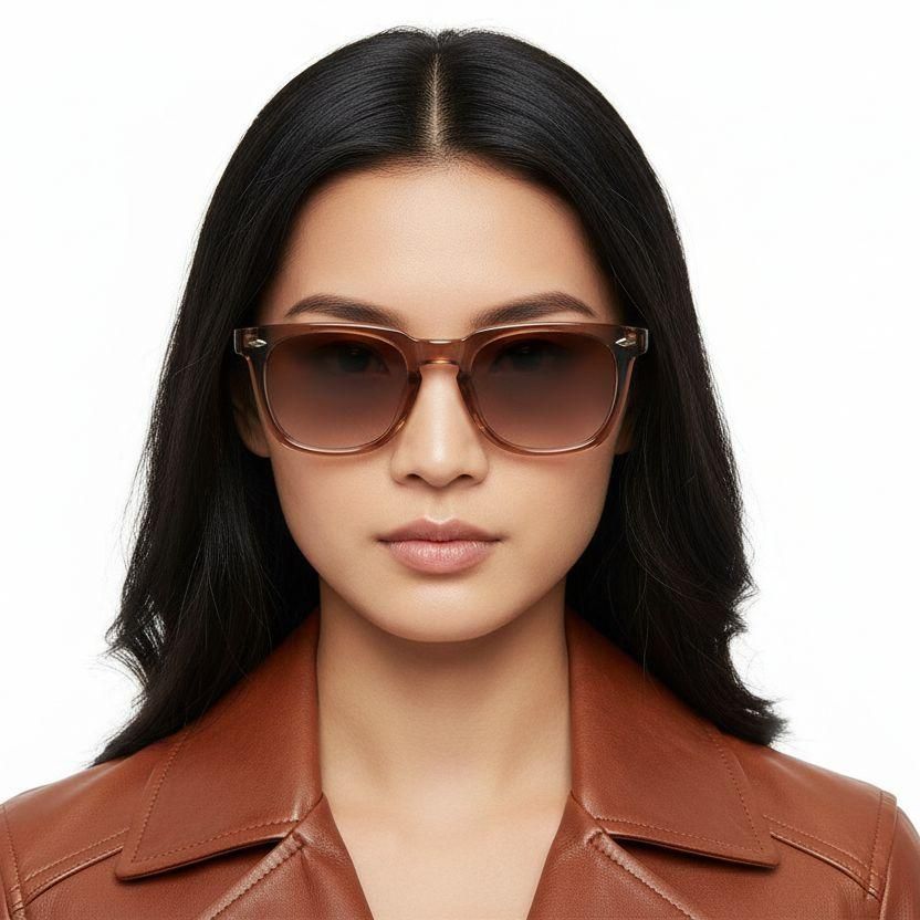 Rectangular Brown Plastic Sunglasses #BS2503-0512