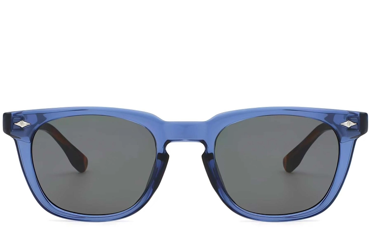 Gafas de sol rectangulares de plástico azul #BS2503-0513